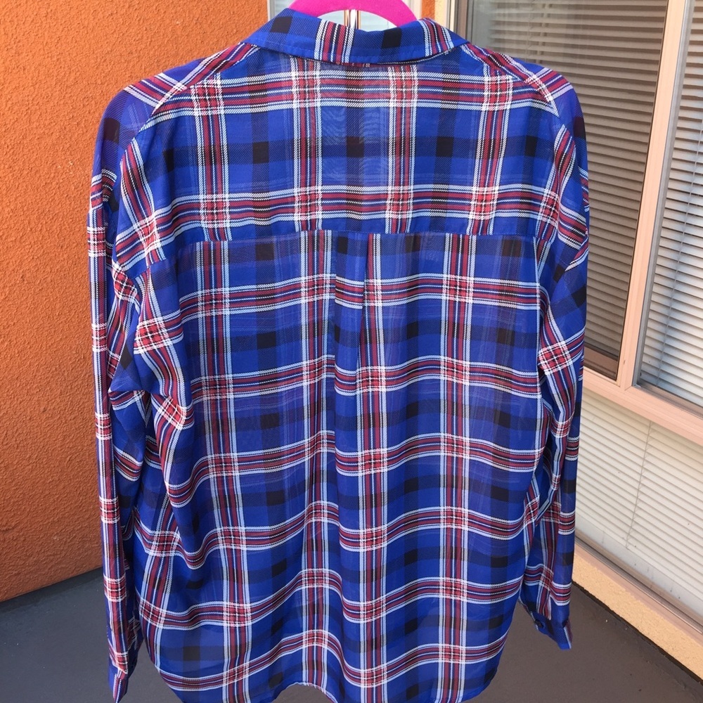 Umgee blue and red plaid top - Picture 4 of 6